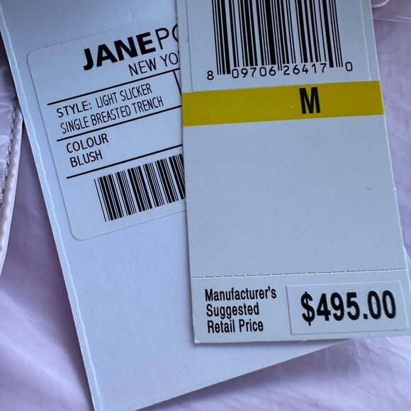 Jane Post New York $495 Rain Jacket Light Pink Light Slicker medium NWT - Picture 11 of 11
